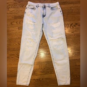 Light Blue Wash Ripped Jeans